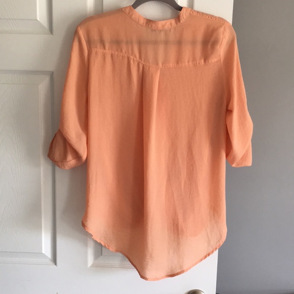 She + Sky Sheer Drape-Front Button-Up Blouse - Picture 5 of 6